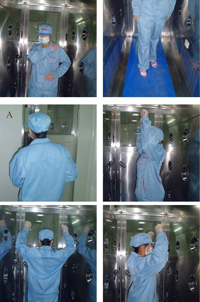 使用前應檢查風淋室的外觀是否完好，電氣系統是否正常，氣簾是否運行順暢。